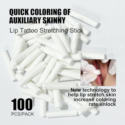 100pcs Permanent Makeup Lip Tattoo Stretching Stick Disposable Lip Blushing Supplies Lip Use Clean Cotton Swab for Easy and Precise Coloring