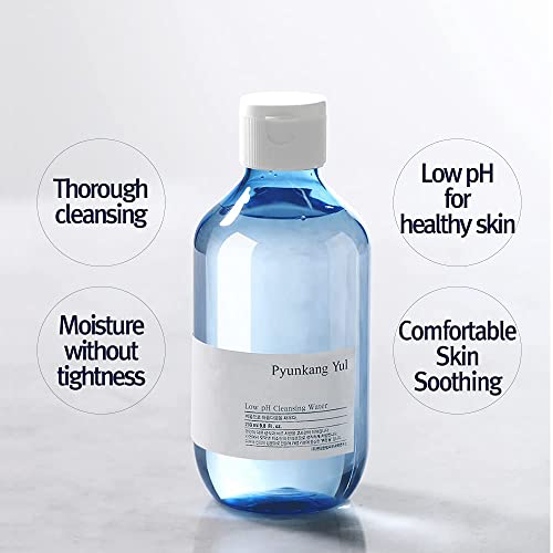 Pyunkang Yul PKY Low pH Cleansing Water Makeup Remover Face Cleanser with Witch Hazel and AHA - Cica, Tea Tree Extract Natural Ingredients Ceramide Micellar Water 9.8 Fl Oz