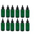 Natural Farms 4 oz Green Boston Plastic Bottles -12 Pack Empty Bottle Refillable - BPA Free - Essential Oils - Aromatherapy | Black Twist Top Cap - Made in the USA
