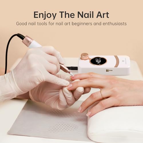 Electric Nail Drill, 40000RPM Cordless Nail File with 12 Drill Bits for Acrylic Nails Gel Polishing, E File Professional, Nail Kit Machine for Manicure Salon Home Black Diamond
