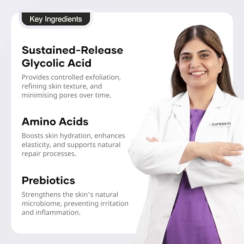 Cureskin Glyco Clear Cream | Repair Cream with Sustained Release | Glycolic Acid, Amino Acids and Prebiotics