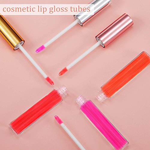 30 Plastic PET Lip Gloss Tubes 10ML Balm Container Clear Stopper Rose Gold Lot