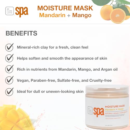 BCL SPA Organic Mandarin and Mango moisture mask for hands, foot mask, and body mask skin care spa treatment, home or professional use with argan oil, olive oil, aloe vera, cucumber, and kelp 16 fl oz