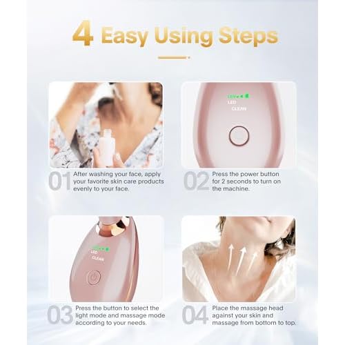7-in-1 Deplux Face Neck Massager for Daily Skin Care Routine, Portable Facial Massager, Skin Care Tool, Rose Gold