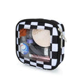 DOB SECHS Mini Checkered Bag for Purse 5.1'' x 5.1'' Small Makeup Bag for Car Cute Clear Cosmetic Bags with Zippers, Tiny Toiletry Bag Lipstick Pouch Organizer Case Travel Essentials Storage Pouches