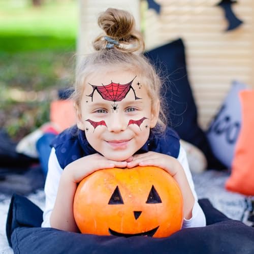 Red Spiders Face Temporary Tattoo Sticker for Halloween Party Makeup - Self Adhesive Tattoo Sticker for Holiday Festival Party Supplies