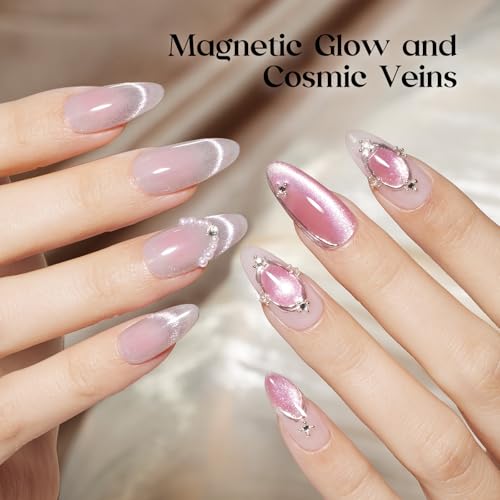 Beetles Cat Eye Gel Nail Polish Set - 10 Colors Glitter Cat Eye Glint Gel Polish Kit Silver Nude Pink Blue Brown Purple Magnetic Shine Soak Off UV French Nail Art Salon DIY Manicure Gift for Women