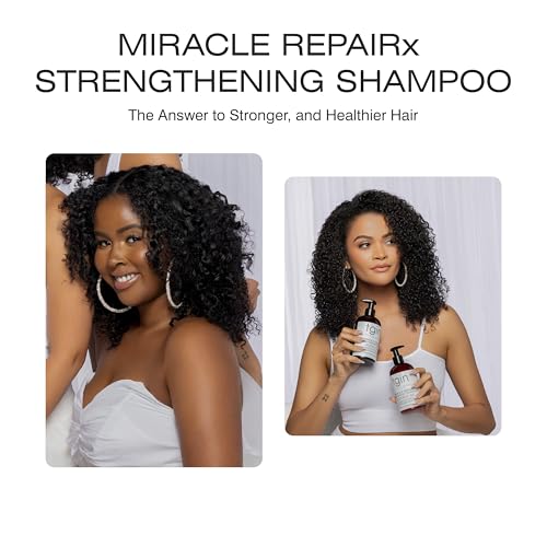 Thank God It's Natural tgin Miracle RepaiRx Strengthening Shampoo for Curly, Coily and Wavy Hair, with Black Castor Oil and Biotin, Repairs, Protects, and Restores Damaged Hair, 13 oz