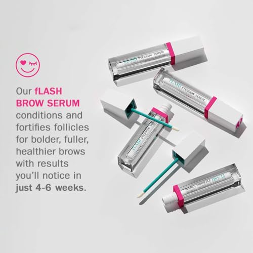 fLASH Eyebrow Serum for Growing Bolder, Fuller, Thicker-looking Brows in 4-6 Weeks - USA Made, Conditions Hair Follicles, Safe for Sensitive Skin, Cruelty-free, Vegan, 3 Month Supply - 3mL (0.1 Fl Oz)