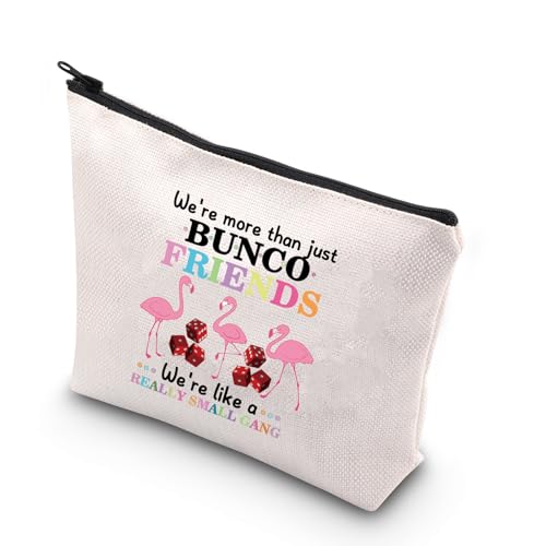 BDPWSS Bunco Gift Flamingo Makeup Bag We're More Than Just Bunco Friends Funny Bunco Gang Gift Dice Game Bunco Player Gift (Bunco Friends)