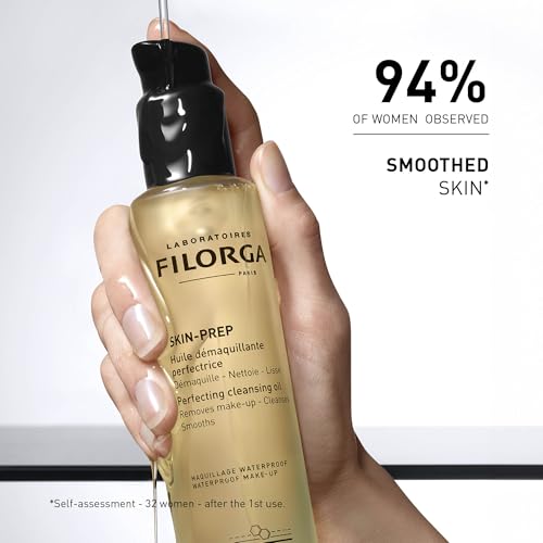 Filorga Skin-Prep Cleansing Oil Makeup Remover with Omega-6 Fatty Acids and Papain Enzymes to Remove Makeup and Deeply Cleanse Skin, 5.07 fl. oz.