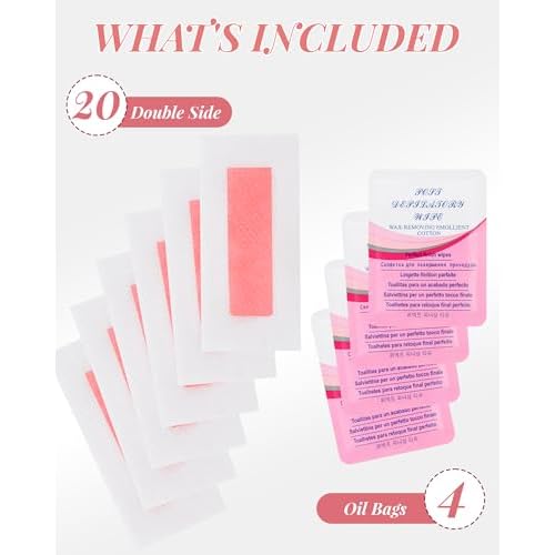 40PCS Facial Wax Strips for Hair Removal, Facial Hair Removal for Women, Waxing Kit for Women's Face, Bikini, Chest, Body, Arms, Legs, Back | 40ct Waxing Strips & 4 calming Oil Wipes (Pack of 2)