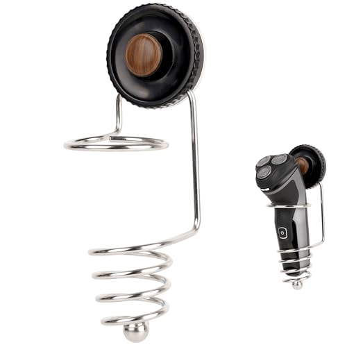 Linkidea Wall Mount Electric Shaver Holder, Self-adhesive Suction Cup Razor Hanger Organizer, Compatible with Philips Shaver 2400, 3000, Series 7, Braun Series 3, 5, 7, 9 (Silver)