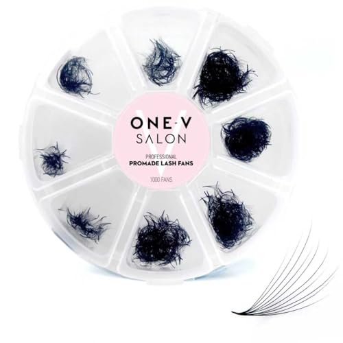 One V Salon Pro 8D Camellia Promade Loose Fans, 500 Premade Layered Volume Lash Fans | C Curl | 0.07 mm | 11-13-15 mm Mixed in Each Fan | Thin Base, Hand-Crafted Eyelash Extensions (8D-C-Curl)