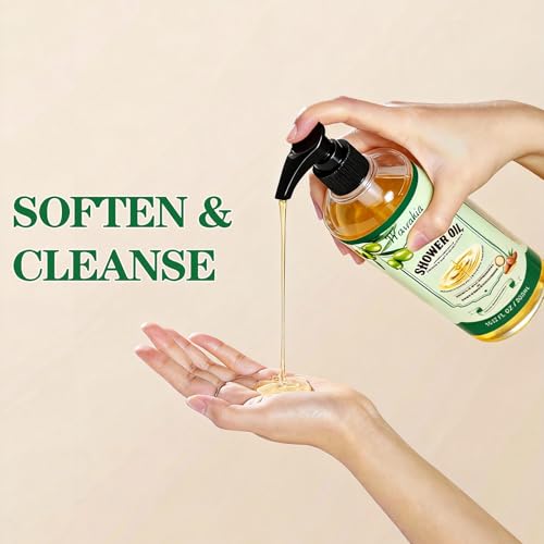 2 Pack Shower Oil with Organic Argan - Moisturizing Body Wash for Women, Natural & Vegan, for Sensitive Skin - Deep Hydration & Silky Smooth Feel (Rooftop Garden)