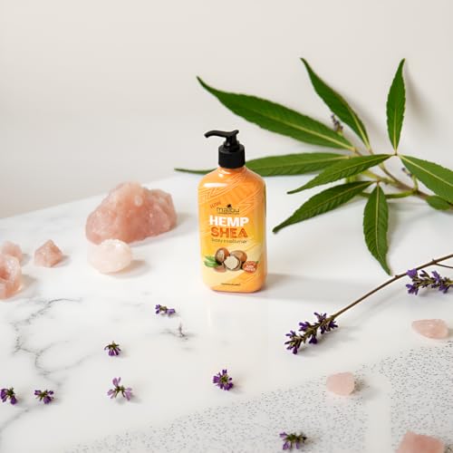 Malibu Hemp Shea Body Moisturizer with Sunflower Oil and Shea Butter, Vanilla Amber Scent, 18 fl oz, Aplication Mitt Included