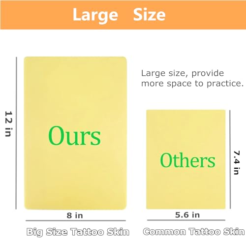 2.5mm Tattoo Fake Skin Large - Yuelong 3PCS Tattoo Skin Practice 8x12" Large Blank Pure Silicone Skin Pad Double Sides Tattooing Eyebrow Practice Skins for Tattoo Supplies