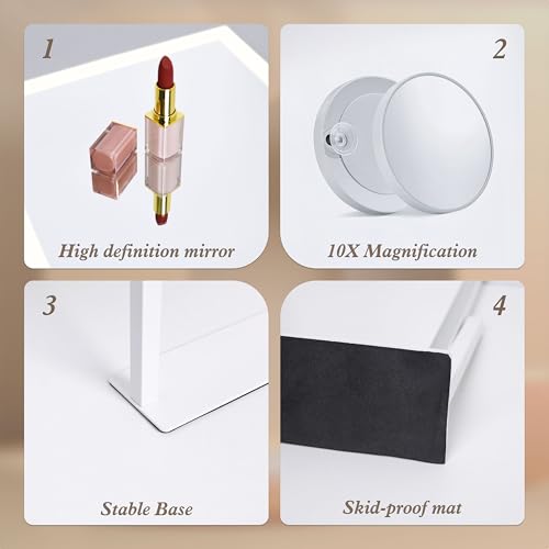 Yumelivi Vanity Mirror Three Color Lighting Modes,Smart Touch Control,Lighted Makeup Mirorr for Vanity Bedroom, Dressing Room