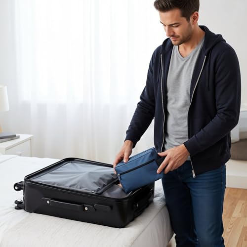 16 Pcs Travel Toiletry Bag for Men, Large Water Resistant Shaving Bag Hanging Cosmetic Bag with Handle and Divider Storage Makeup Pouch Organizer for Groomsmen Gifts Toiletries Accessories