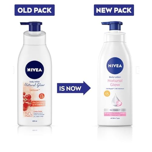 Nivea Natural Glow Cell Repair Body Lotion | With SPF 15 and 50X Vitamin C | 13.52 Fl Oz | Pack of 1