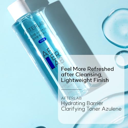 AFTERLAB Hydrating Barrier Clarifying Toner with Azulene, PH 5.5 Gentle Hydrating Facial Toner for Men & Women, Soothing & Reducing Breakouts, Lightweight Daily Korean Skincare, 6.76 fl oz
