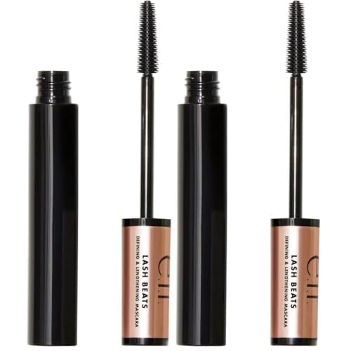 e.l.f. Lash Beats Mascara, Defining & Lengthening Formula for Mega Long Lashes, Creates Natural-Looking Long & Defined Lashes, Pitch Black (Pack of 2)