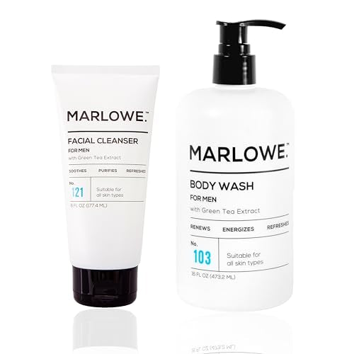 MARLOWE. Men's Body Wash & Face Cleanser Bundle ? Refreshing Wash with Natural Extracts + Purifying Daily Cleanser