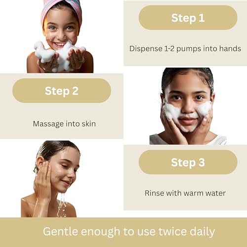 Kids Foaming Face Wash for Boys, Girls - Natural Face Wash For Kids - Gentle Honey Cleanser With Vitamin C & Vitamin E -Tear Free For Sensitive Skin - Honey - 100 ml