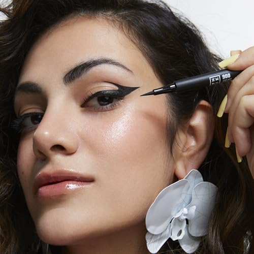 3INA The 24H Pen Eyeliner ? Black Liquid Eyeliner with Precise Tip ? Waterproof Eye Makeup ? 24 Hour Long Wear and Non-Shine Finish - 900-0.04 oz