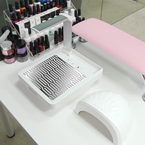 Nail Dust Collector with Nail Lamp and Manicure Light, Professional AONOLOVO Nail Fan Vacuum Dust Collector Extractor Machine for Acrylic Dip Nails Removal, NDC6