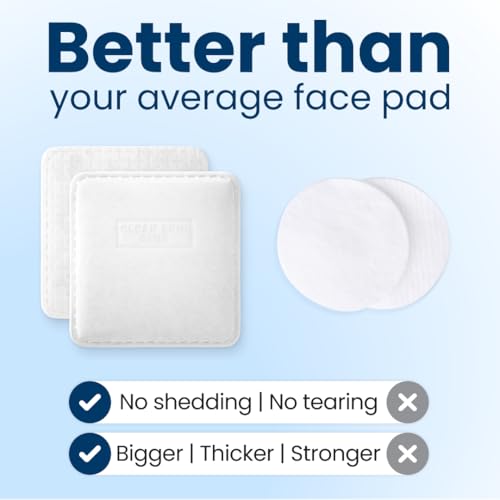 Clean Skin Club Clean©÷ Pads 2.0 [New & Improved Edges] Guaranteed Not to Shed & Tear, Unique Triple Layers, Textured Side & Ultra Soft Side, Organic Disposable Cotton, Pair with Makeup Remover 2 Pack
