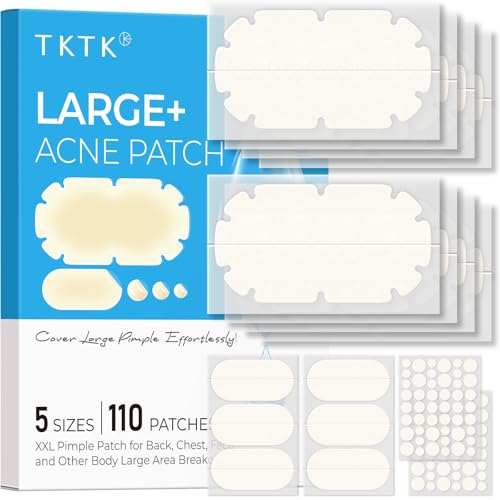 XXL Pimple Patches for Body, Large Acne Patches, 5 Sizes Big Hydrocolloid Bandages for Back, Chest, Shoulders Zit Breakouts, Blemish Stickers for Face (Oval, Dot 110 Count)