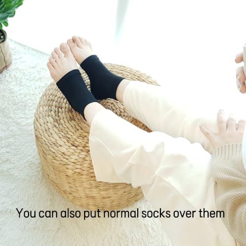 Moisturizing Gel Heel Socks to Repair Dry, Cracked Heels ? Soften, Soothe & Revitalize Feet for Men & Women (Black, 3 Pairs)