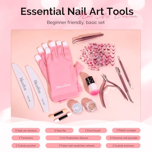 MelodySusie Gel Nail Polish Kit with UV Light P-PLUS30F- Popular Color Gel with Builder and Baser &Glossy Top Coat Soak Off Includes Nail Art Tools Nail Art Gift for Women & Girls