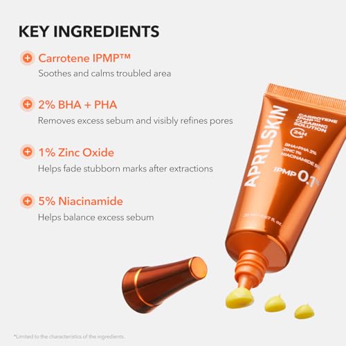 APRILSKIN Carrotene IPMP¢â Clearing Solution || Quickly soothes troubled areas and helps clear blemishes | Formulated with BHA, AHA, Niacinamide & Zinc Oxide | Vegan, Cruelty-Free (0.67fl.oz.)