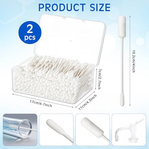 Lounsweer 400pcs Long Cotton Swabs with Storage Case 4'' Absorbent Double-Ended XL Cotton Buds with Large and Small Round Head Swabs for Dog Ear Cleaning, Gun Maintenance, Makeup, Pet Care