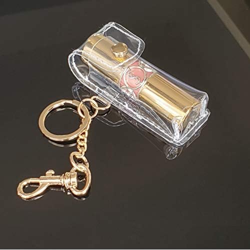 Chapstick Keychain Holder, Clear Fashion Lipstick Case Holder Lip Balm Holder with Key Chain, Portable, Gift for Women Girls(1 pack)