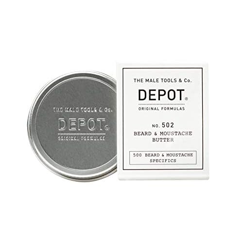 DEPOT No. 502 Beard & Moustache Butter 30ml ? Nourishing Blend of Coconut, Jojoba, Argan & Sunflower Oils for Soft, Shiny, Manageable Facial Hair with Light Control