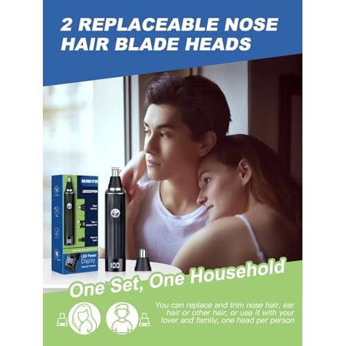 LED Display Ear and Nose Hair Trimmer Clipper for Men Women,2025 Rechargeable 2 in 1 Professional Painless Eyebrow & Facial Hair Trimmer with Powerful Motor