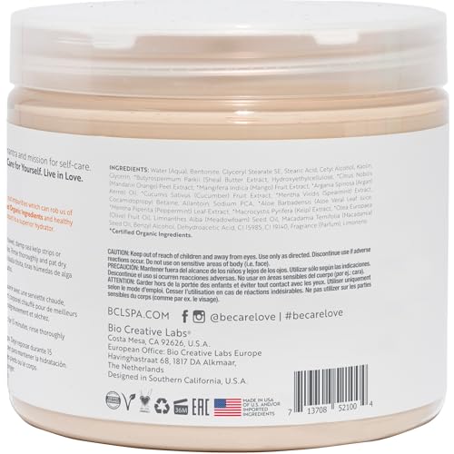 BCL SPA Organic Mandarin and Mango moisture mask for hands, foot mask, and body mask skin care spa treatment, home or professional use with argan oil, olive oil, aloe vera, cucumber, and kelp 16 fl oz
