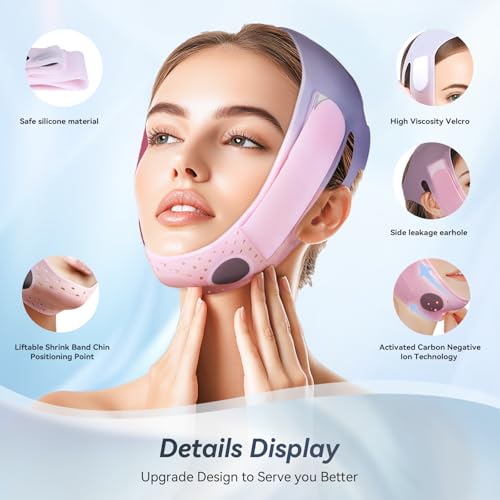 Chin Strap for Sleeping, Soft Silicone V-Line Lifting Mask, Reusable Face Lift for Women Men Anti Snoring Devices for Sleep Home Working Travel Yoga (Blush Pink) (pink)