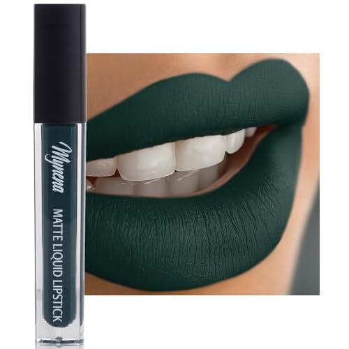 Mynena Deep Forest Green Matte Liquid Lipstick | Long-Lasting Comfort | Smudge-Proof Transfer-Resistant | Full Coverage Non-Drying | Vegan & Cruelty-Free | All-Day Wear Lip Color | Jocelyn