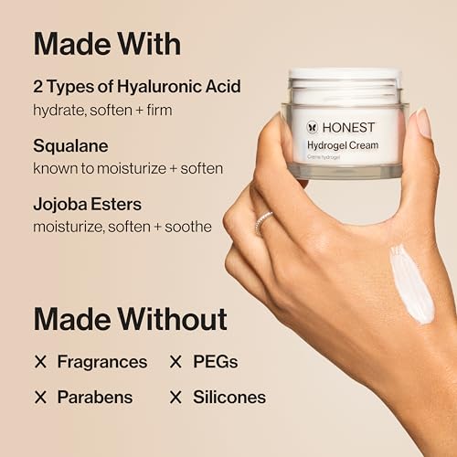 Honest Beauty Moisturizing Hydrogel Cream + Vitamin C Brightening Serum Bundle | Gentle for Sensitive Skin, Fragrance Free, Vegan | 1.7 fl oz, 1 fl oz