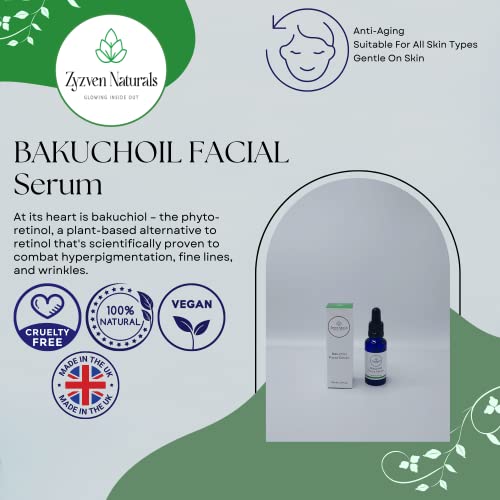 Bakuchiol Facial Serum 30ml 1.05fl.oz Anti Aging, Wrinkles, Fine Lines & Dark Spots Reduction Serum