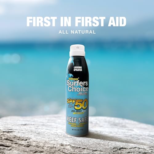 H2Ocean Surfers Choice SPF 50 Spray - Quick-Drying Sunscreen Spray for Tattoo Aftercare & UV Protection - Reef-Safe Sun Protection for All Ages - 6 oz (Pack of 2)
