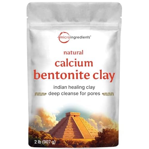 Micro Ingredients Natural Calcium Bentonite Clay Powder, 2lbs | Pure Indian Healing Clay for Body Detox & Deep Pore Cleanser | Great for Skin Care + Body & Face Mask | Gentle Absorption