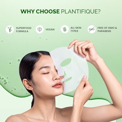 PLANTIFIQUE Superfood Facial Sheet Mask Variety Box 5 Pack ? Face Mask Set with Coconut, Aloe, Vitamin C, Centella & Collagen ? Hydrating & Refreshing ? For All Skin Types