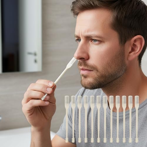 12 PCS 2-in-1 Dual Sided Nasal Hair Cutter, Nose Hair Trimmer for Men and Women, Portable 360¡Æ Rotating Manual Trimmer, Yellow