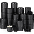 Therwen 48 Pack 8oz Candle Tins with Lids Black Aluminum Containers for Candle Making Supplies Empty Bulk Aluminum Tin Refillable Cosmetic DIY Gift Storage(Elegant)
