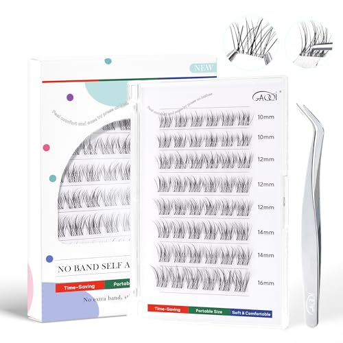 GAQQI Self Adhesive Eyelashes Clusters, No Glue Lash Clusters 10-16mm Wispy & Natural Cluster Lashes, No Band Press On Lashes, More Comfortable & Stronger Hold (Lace£©